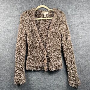 Eastside Westside Women XL Popcorn Poodle Knit Cardigan Sweater Shaggy Chic Boho